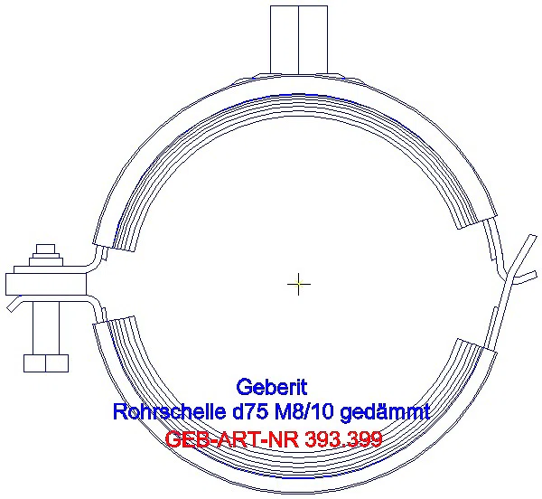 GE Rohrschelle d75 gedämmt mit Gewindemuffe M8 / M10_393.399.26.1_A