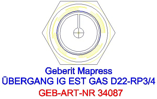 GE Mapress Edelstahl Übergang mit IG (Gas) d22-Rp3/4_34087_L