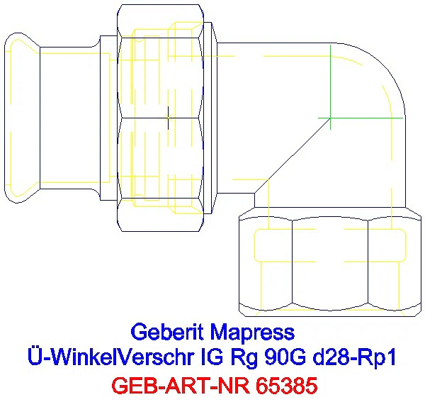 GE Mapress Kupfer Übergangswinkel- verschraubung 90Gr mit IG Rg d28-Rp1_65385_A