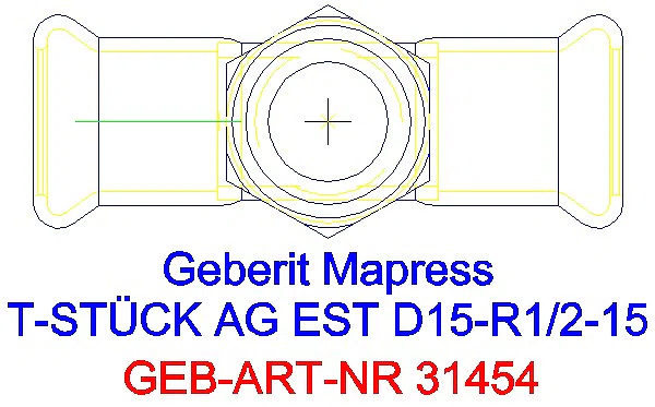 GE Mapress Edelstahl T-Stück mit AG d15-R1/2-15_31454_G