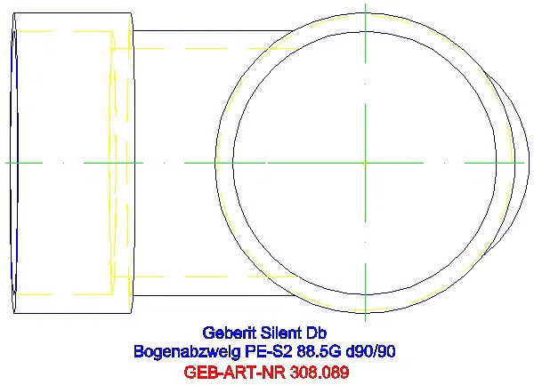 GE Silent-db20 Bogenabzweig 88,5Gr d90/90_308.089.14.1_G