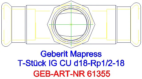 GE Mapress Kupfer T-Stück mit IG d18-Rp1/2-18_61355_G