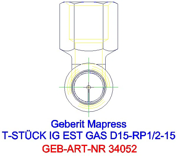 GE Mapress Edelstahl T-Stück mit IG (Gas) d15-Rp1/2-15_34052_L