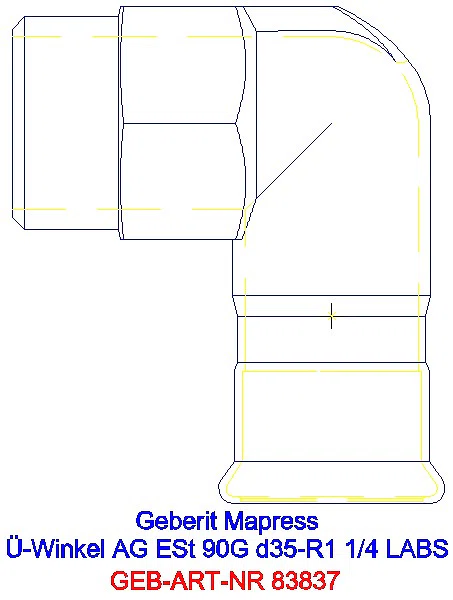 GE Mapress Edelstahl Übergangswinkel 90Gr mit AG (LABS-frei) 90G d35-R1 1/4_83837_A