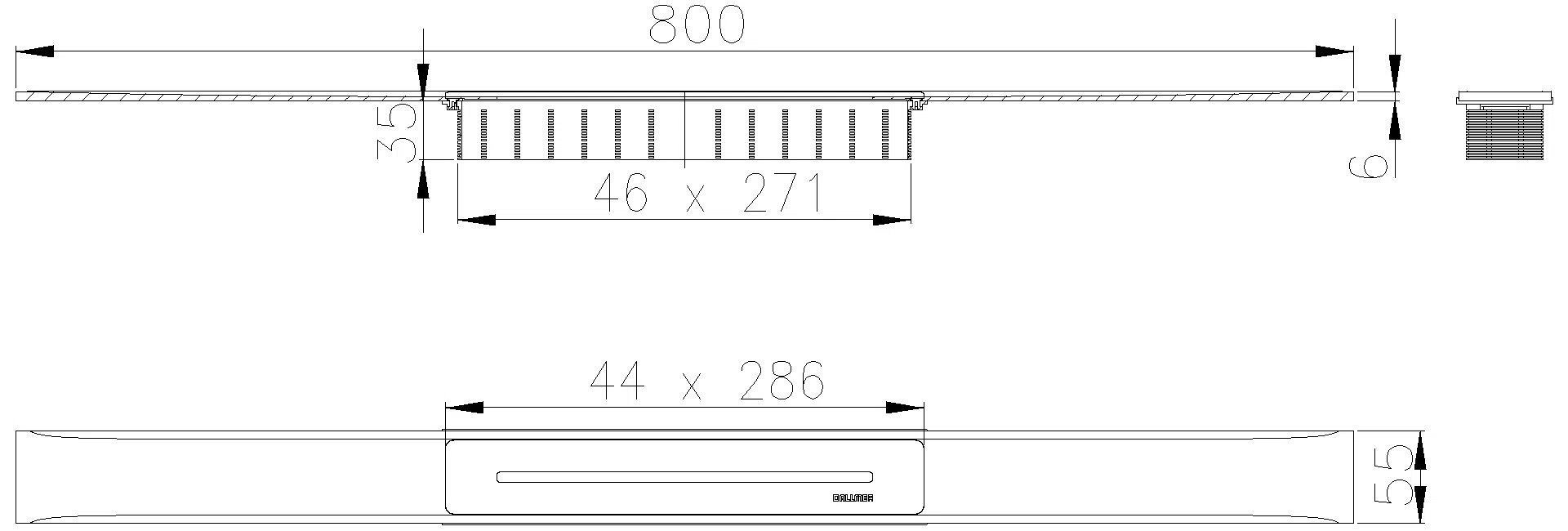 DALLMER Duschrinne CeraFloor Select schwarz matt, 800 mm