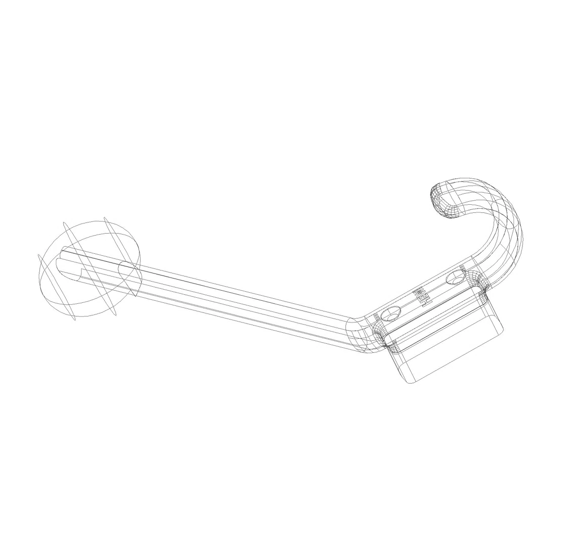HEWI Garderobenhaken Ser 477, matt, H:174, T:132, m. Kugel lichtgrau