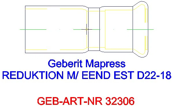 GE Mapress Edelstahl Reduktion mit Einschubende d22-18_32306_L