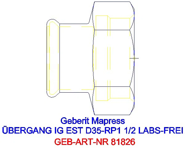 GE Mapress Edelstahl Übergang mit IG (LABS-frei) d35-Rp1 1/2_81826_G