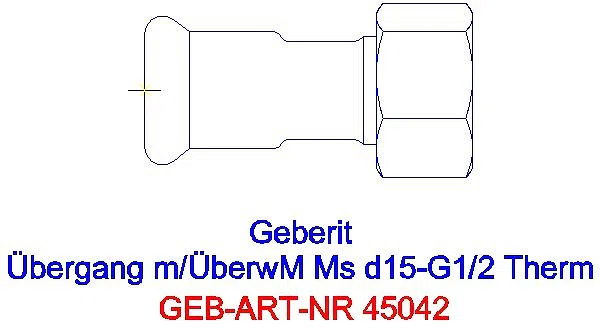 GE Mapress Therm Übergang mit Überwurfmutter d15-G1/2_45042_G