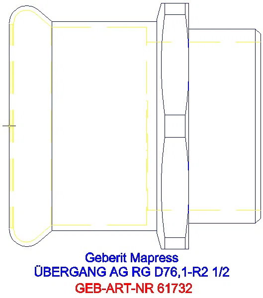 GE Mapress Kupfer Übergang mit AG Rg d76,1-R2 1/2_61732_A