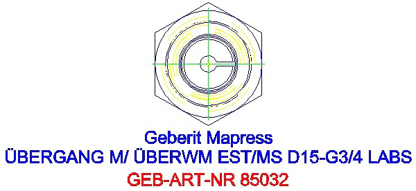 GE Mapress Edelstahl Übergang mit Überwurfmutter (LABS-frei) d15-G3/4_85032_L