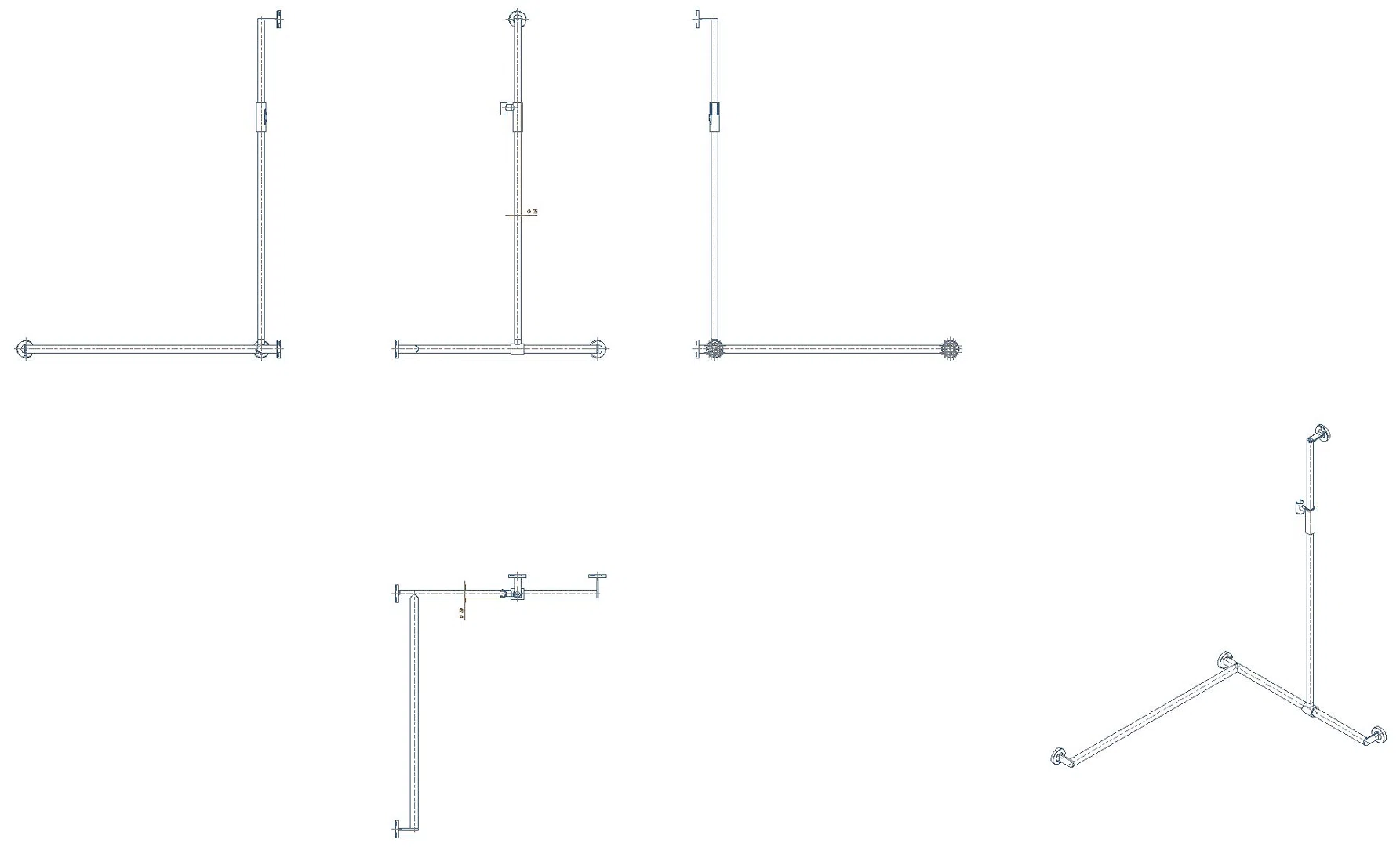 HEWI DUHA,d:25/30,A1:1250,W1:765,W2:965, li, plvb, Br.H.mag. dgrau tiefmatt