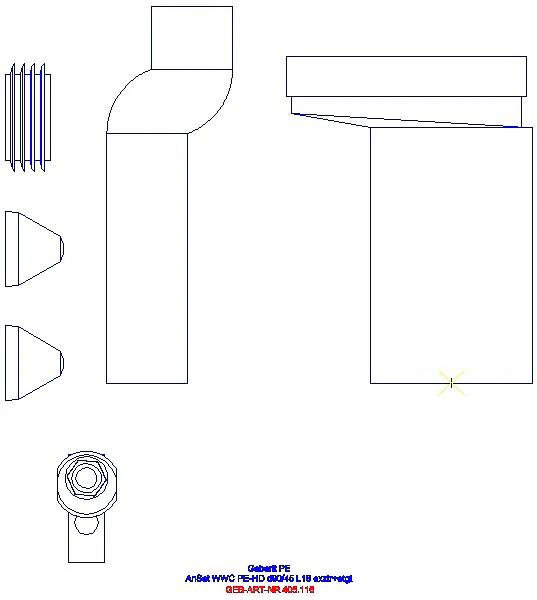 GE Anschlussset für Wand-WC PE d90/45 mit Befestigungsmat. etagiert_405.116.00.1_A