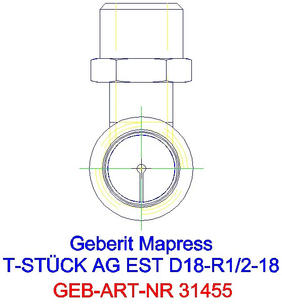 GE Mapress Edelstahl T-Stück mit AG d18-R1/2-18_31455_L