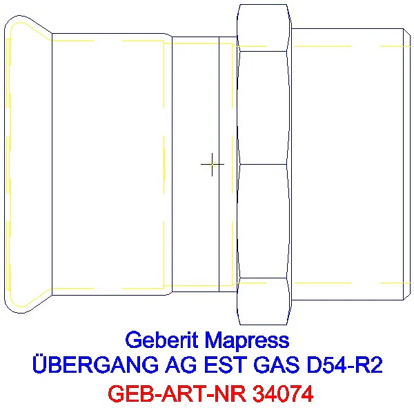GE Mapress Edelstahl Übergang mit AG (Gas) d54-R2_34074_A
