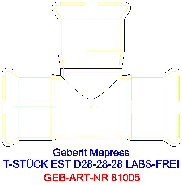 GE Mapress Edelstahl T-Stück egal (LABS-frei) d28-28-28_81005_A