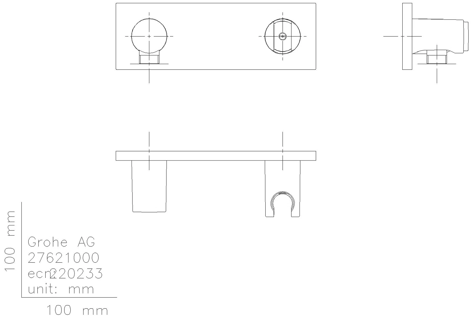 GROHE Wandanschlussbogen Grohtherm F 26878 intgr. Brausehalter ohne UPK chrom
