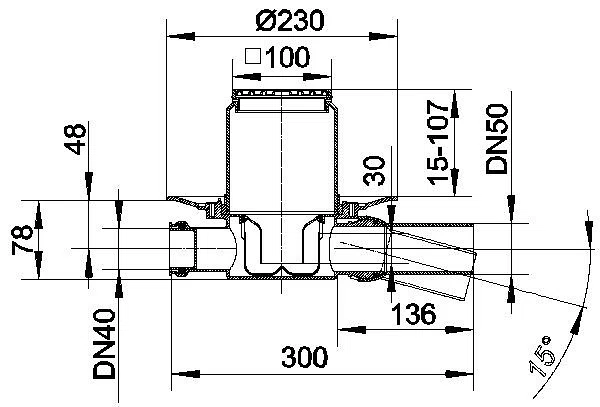DALLMER Bodenablauf 42 SE, Zulauf DN 40, DN 50, 100 x 100 mm