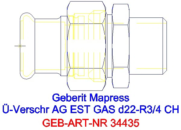 GE Mapress Edelstahl Übergangsverschr. mit AG (Gas) d22-R3/4_34435_A