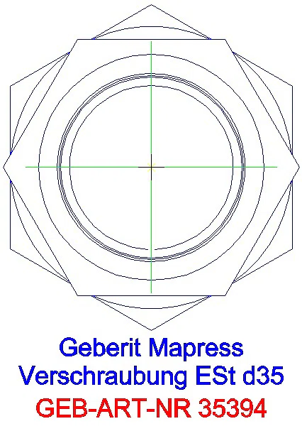 GE Mapress Edelstahl Verschraubung mit Überwurfmutter aus ESt d35_35394_L