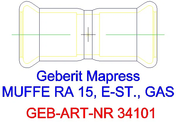 GE Mapress Edelstahl Muffe d15 (Gas)_34101_G