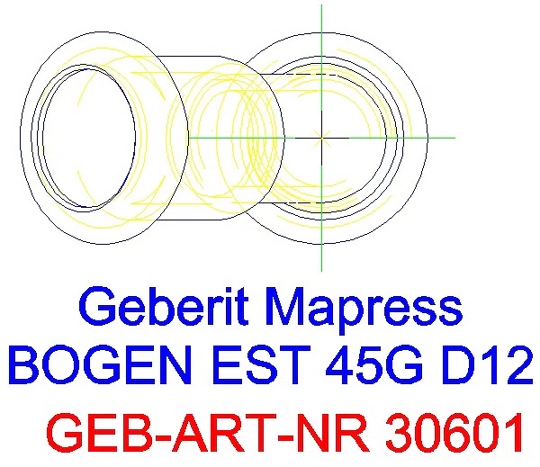 GE Mapress Edelstahl Bogen 45Gr d12_30601_G