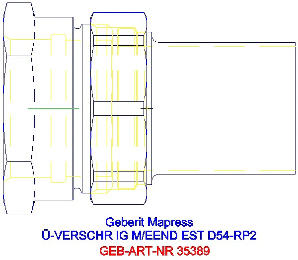 GE Mapress Edelstahl Übergangsverschr. mit IG und Einschubende d54-Rp2_35389_A