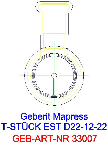 GE Mapress Edelstahl T-Stück reduziert d22-12-22_33007_L