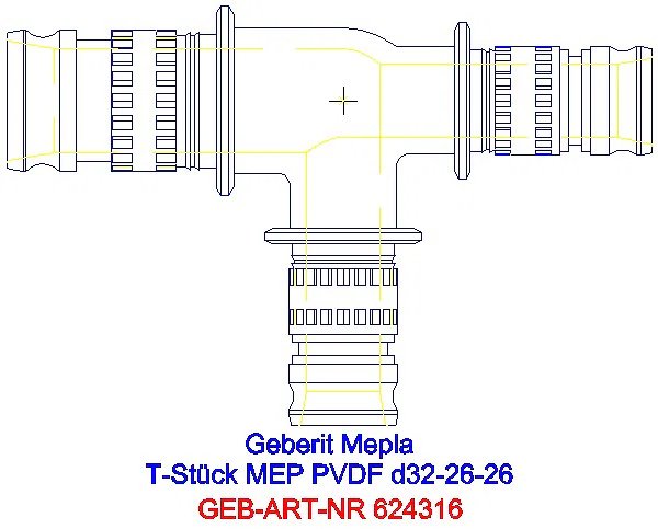 GE Mepla T-Stück reduziert PVDF d32-26-26_624.316.00.5_A