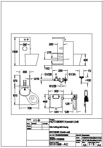Sanitärkombination, HEAVY DUTY, Edst., Hw.-Mont., SPK, elektr., WC re., HDTX806R