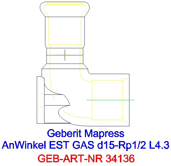 GE Mapress Edelstahl Anschlusswinkel 90Gr (Gas) d15-Rp1/2_34136_L
