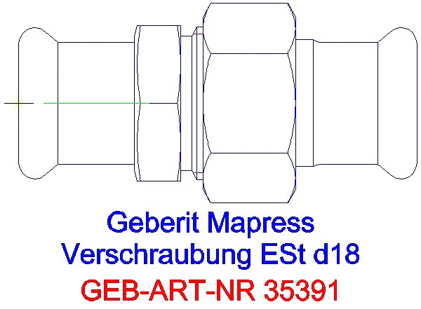 GE Mapress Edelstahl Verschraubung mit Überwurfmutter aus ESt d18_35391_A
