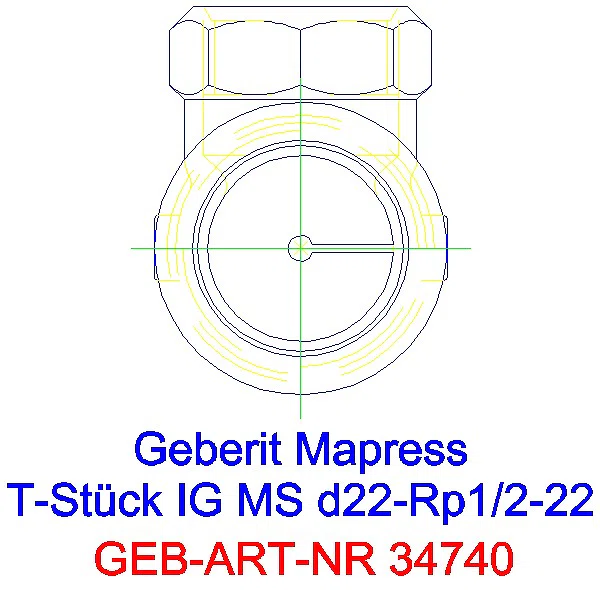 GE Mapress Kupfer T-Stück mit IG Gas d22-Rp1/2-22_34740_L