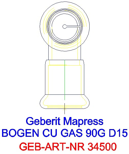 GE Mapress Kupfer Bogen 90Gr (Gas) d15_34500_L