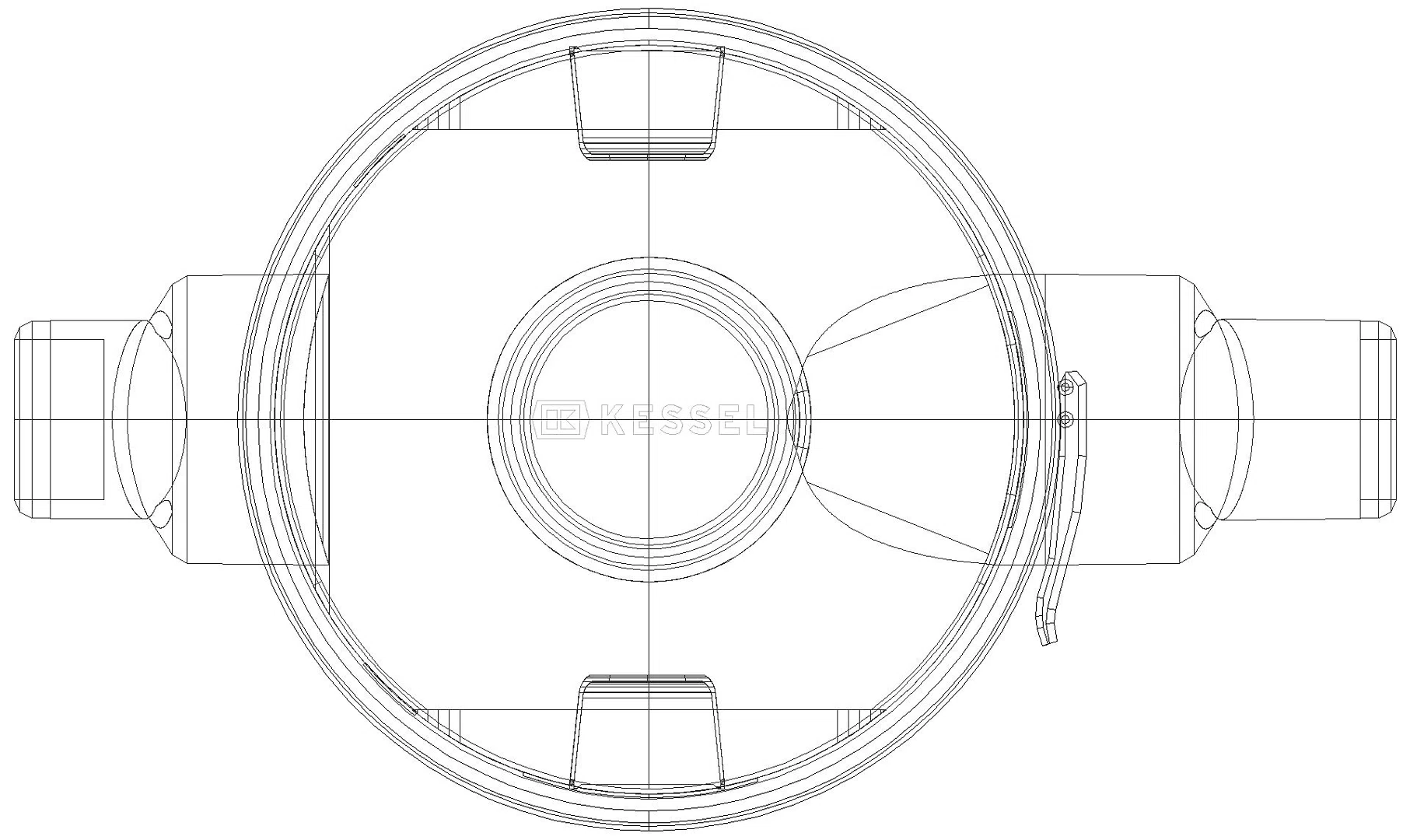 KESSEL-Probenahmeeinrichtung DN100/150, waagr, aus Polyethylen (3D)