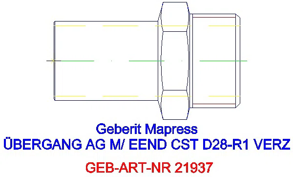 GE Mapress C-Stahl Übergang mit AG und Einschubende d28-R1 verzinkt_21937_G