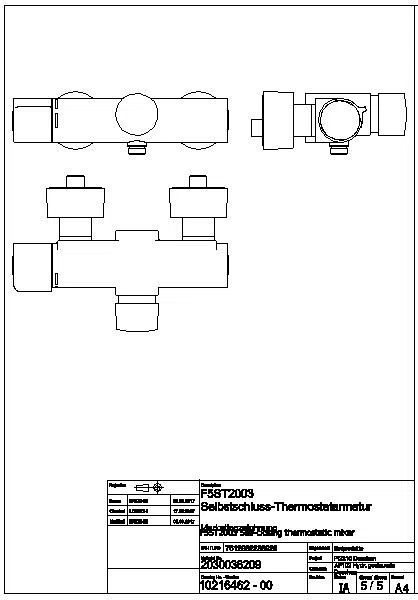 Wandbatterie, F5, hydr., Thermostat, Aufputz, für Handbrause, F5ST2003