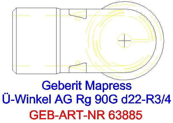 GE Mapress Kupfer Übergangswinkel 90Gr mit AG Rg d22-R3/4_63885_G