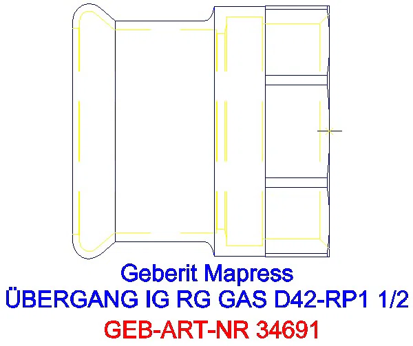GE Mapress Kupfer Übergang mit IG (Gas) Rg d42-Rp1 1/2_34691_G