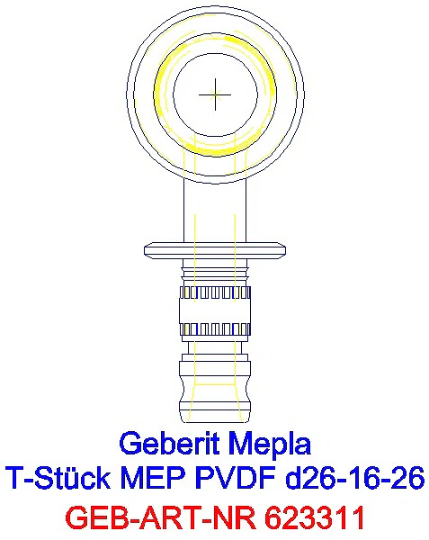 GE Mepla T-Stück reduziert PVDF d26-16-26_623.311.00.5_L