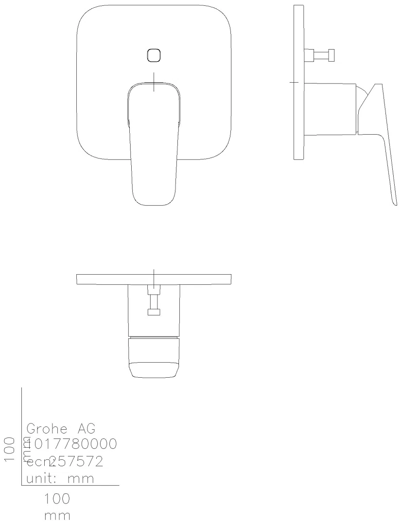 GROHE EH-Wannenbatterie Cubeo 101778 Fertigmontageset für 35604 matt black