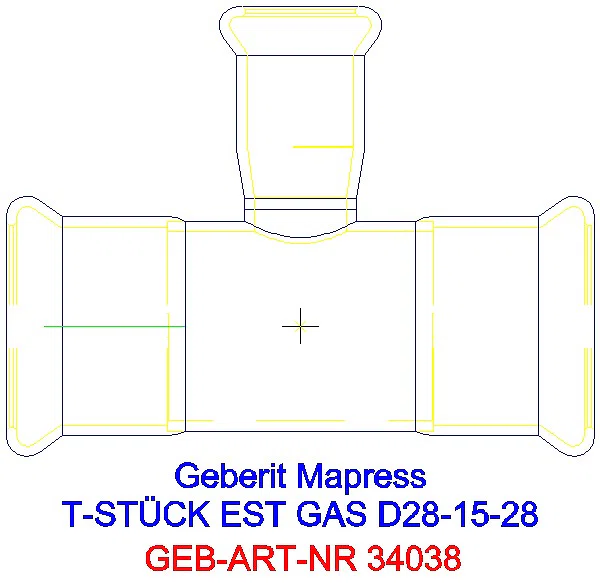 GE Mapress Edelstahl T-Stück reduziert (Gas) d28-15-28_34038_A
