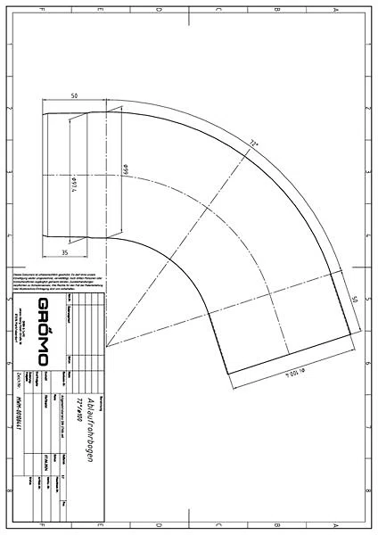 GRÖMO ALUSTAR Rohrbogen - SX - Weiß 72° ø100, #Art.Nr. 82524