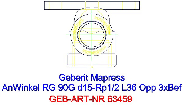 GE Mapress Kupfer Anschlusswinkel 90Gr Rg d15-Rp1/2 L:3,6cm_63459_G