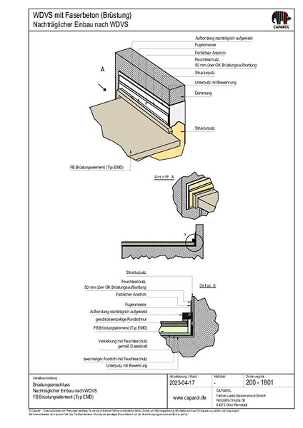 Faserbeton Bruestungsabdeckung