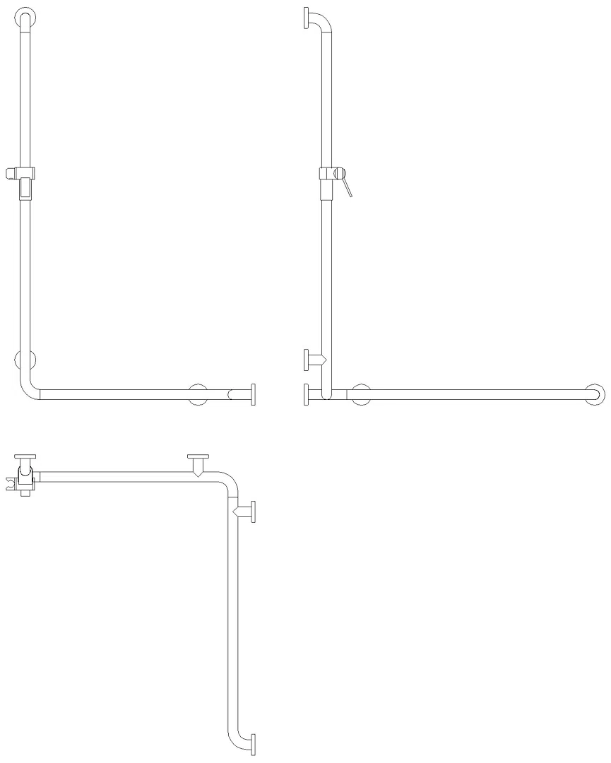 HEWI DU-Wannenhdl.m.Br.H.Stg. Ser 805 C, AM1:1250,W1:762,W2:962, re anthrazgr