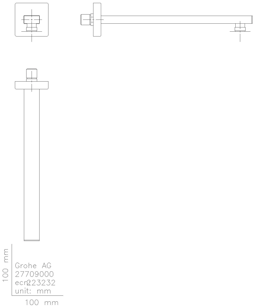 GROHE Brausearm Rainshower 27709 Ausladung 286mm chrom