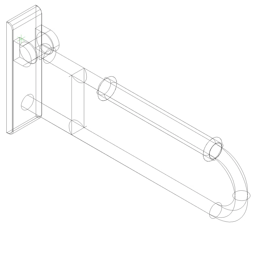 HEWI Stützklappgriff drehb. Ser 801, L:600mm, mit Armpolster tiefschwarz