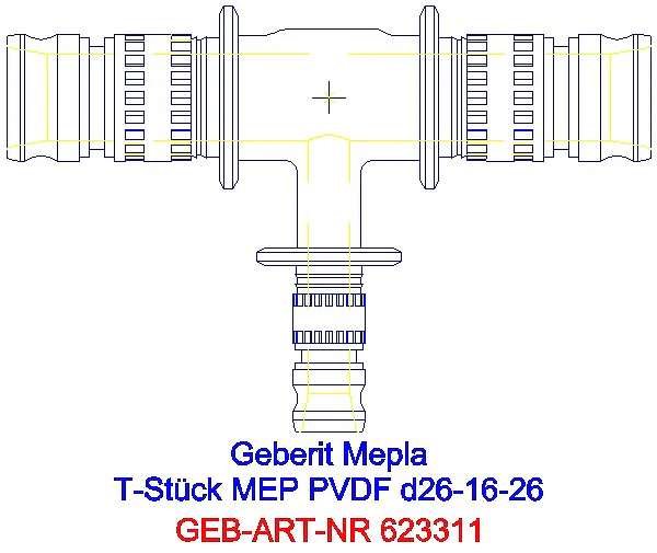 GE Mepla T-Stück reduziert PVDF d26-16-26_623.311.00.5_A