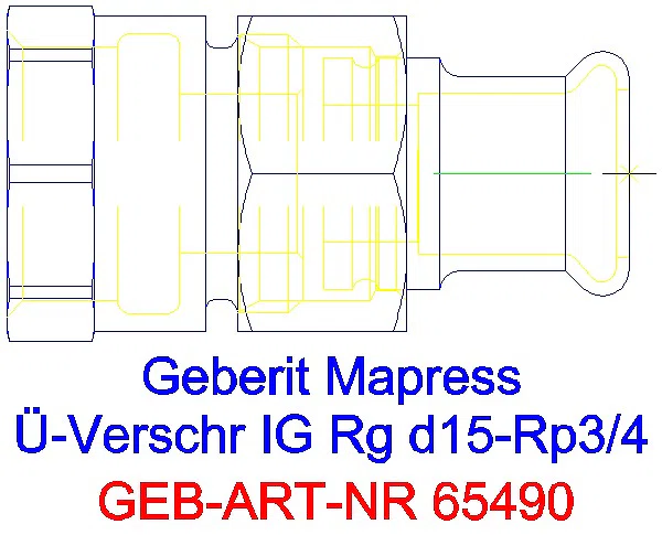 GE Mapress Kupfer Übergangsverschraubung mit IG Rg d15-Rp3/4_65490_G